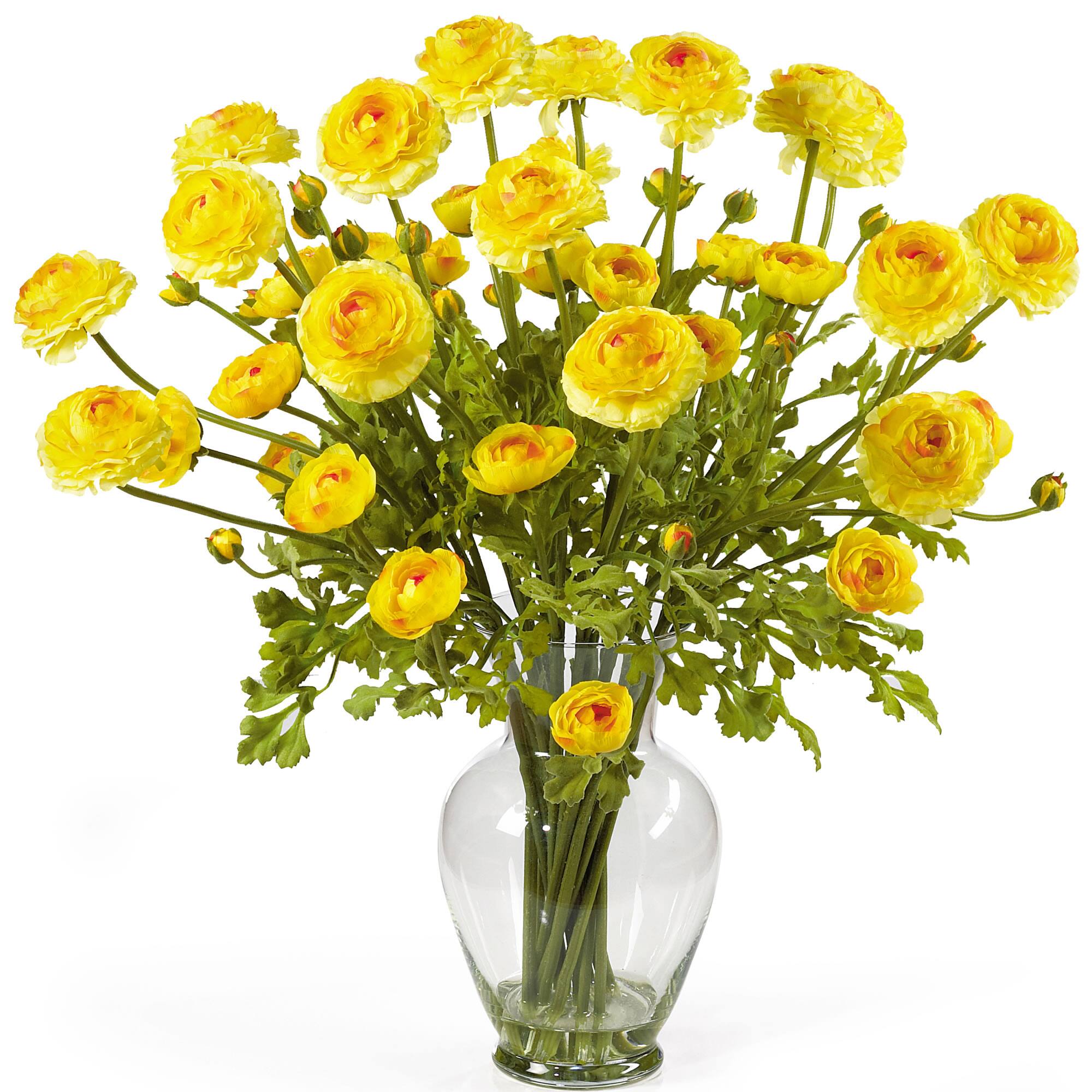 24" Ranunculus Liquid Illusion Silk Flower Arrangement